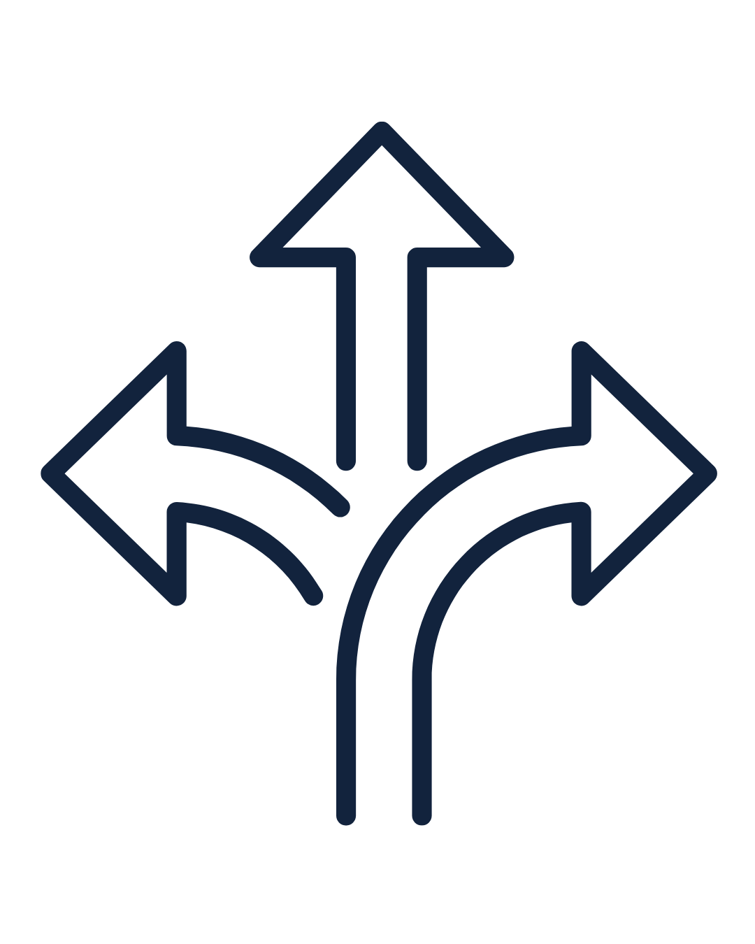arrows showing different routes taken